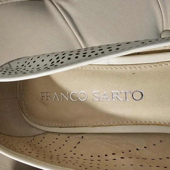 Franco Sarto Wedges Open Toe  Sandals Platform Leather Off White Size 8 - Picture 6 of 6